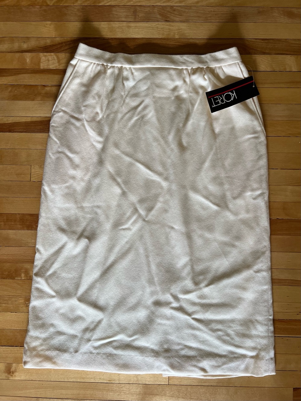 NWT Vintage Koret Women's Cream Wool Pencil Skirt Midi Classic Career Size 14